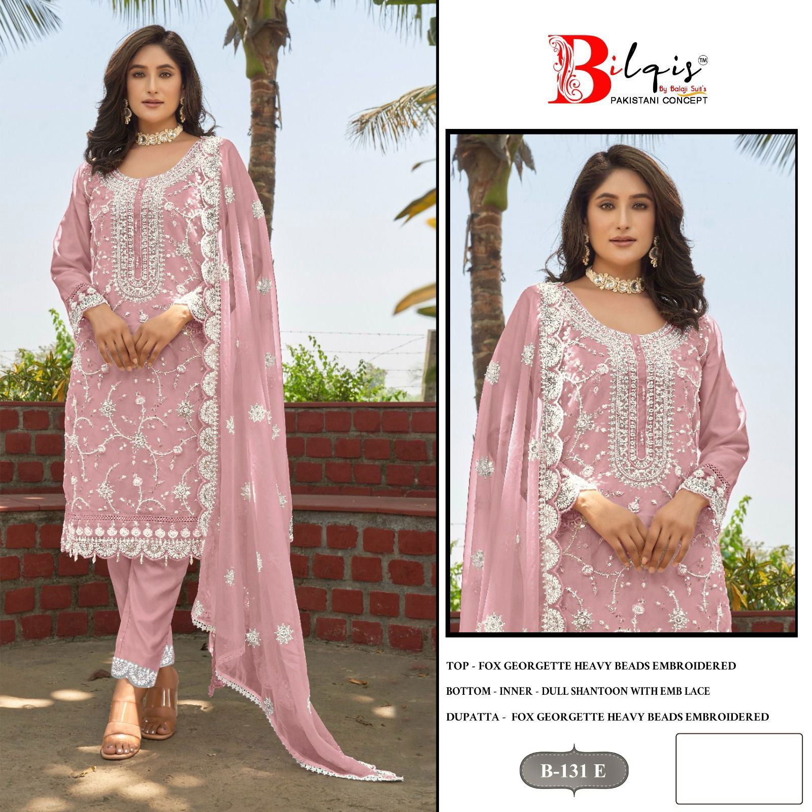 B 131 E To H by Bilqis  Georgette Pakistani Salwar Kameez Collection